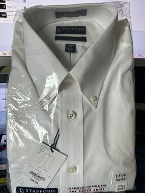 Stanford long sleeve white dress shirt size 17 1/2 nwt